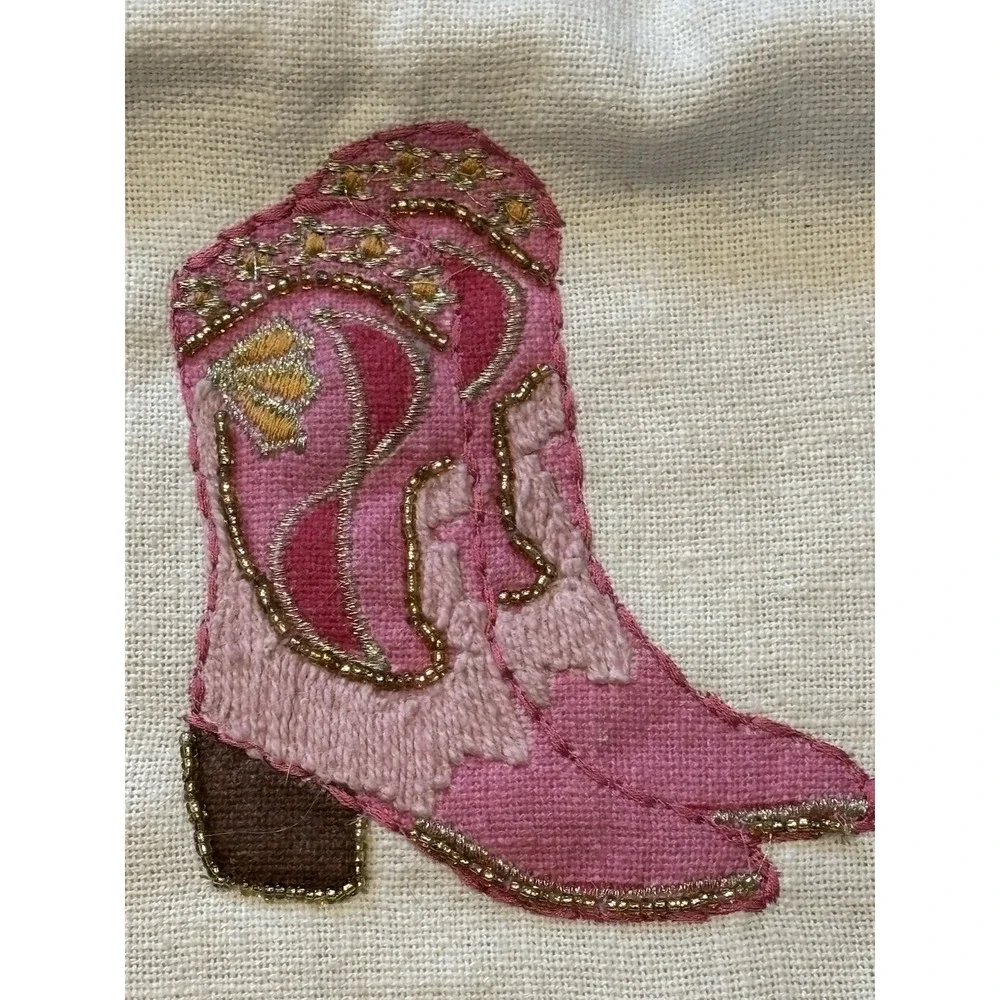 Western Pillow Covers 18x18 19X19 Cowgirl Boot Pillow Cases Beaded Embroidered‎